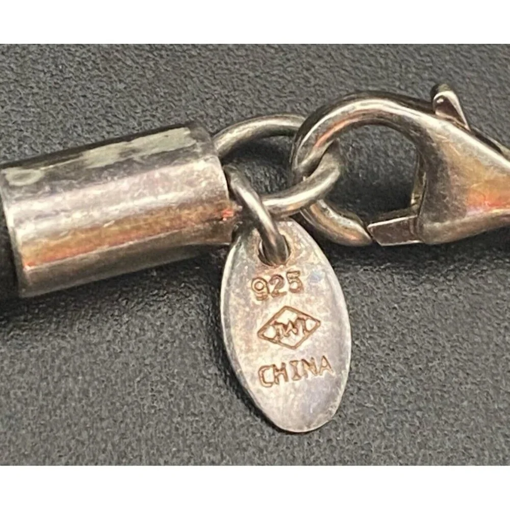 Necklace & Bracelet Set Sterling Silver Freshwater Pearls Braided Black Leather - Picture 7 of 7